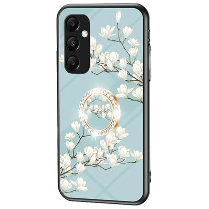 For Samsung Galaxy A35 5G Tempered Glass Case Ring Kickstand Phone Cover