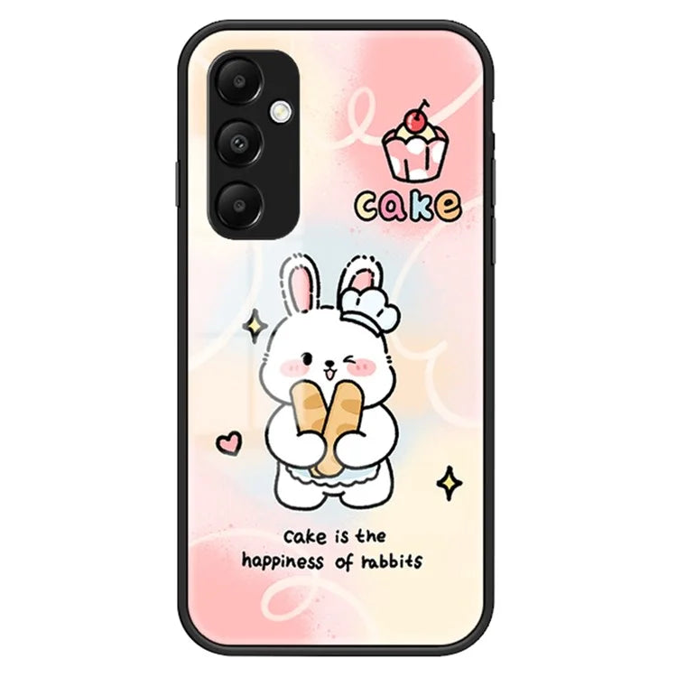 For Samsung Galaxy A55 5G Tempered Glass+PC+TPU Case Cartoon Pattern Phone Cover