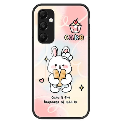 For Samsung Galaxy A55 5G Tempered Glass+PC+TPU Case Cartoon Pattern Phone Cover