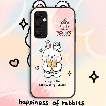 For Samsung Galaxy A55 5G Tempered Glass+PC+TPU Case Cartoon Pattern Phone Cover