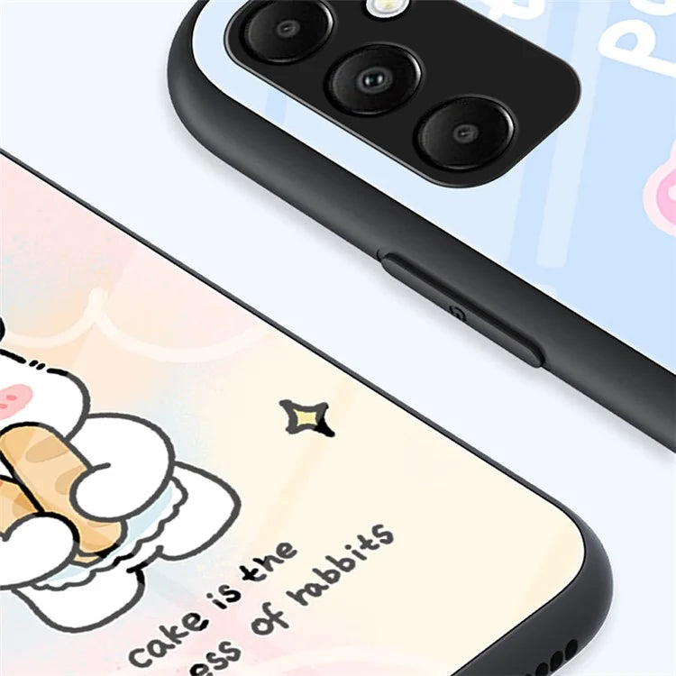 For Samsung Galaxy A55 5G Tempered Glass+PC+TPU Case Cartoon Pattern Phone Cover