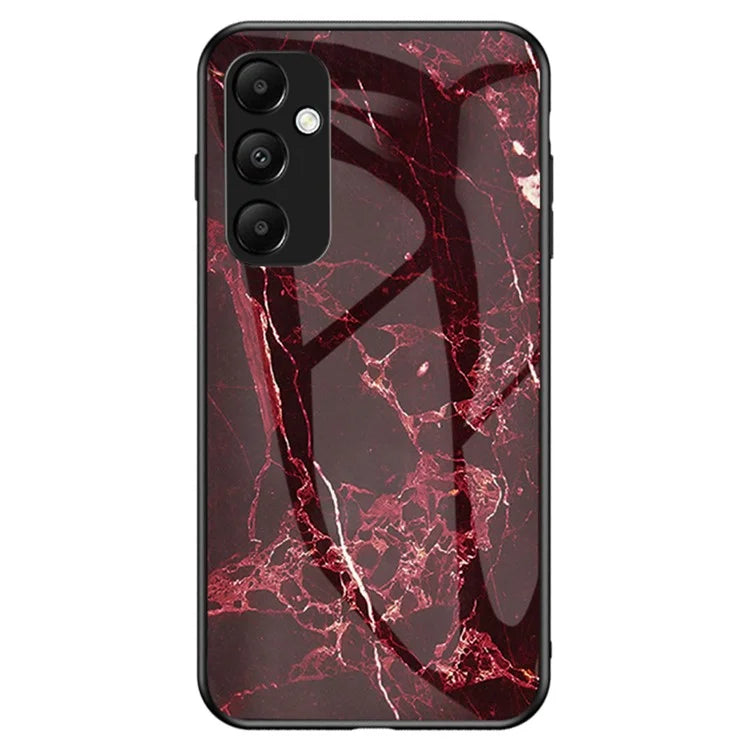 For Samsung Galaxy A55 5G Tempered Glass Back Case Marble Pattern Phone Cover