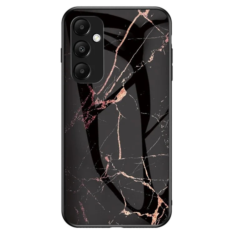 For Samsung Galaxy A55 5G Tempered Glass Back Case Marble Pattern Phone Cover