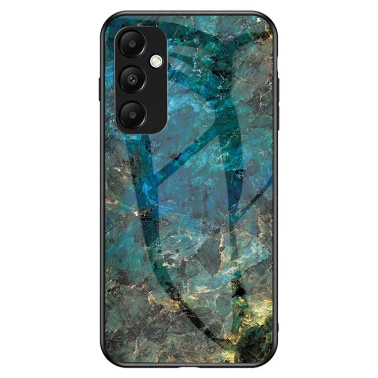 For Samsung Galaxy A55 5G Tempered Glass Back Case Marble Pattern Phone Cover