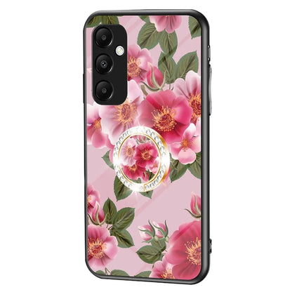 For Samsung Galaxy A55 5G Kickstand Case Flower Pattern Tempered Glass Cover