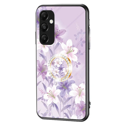 For Samsung Galaxy A55 5G Kickstand Case Flower Pattern Tempered Glass Cover