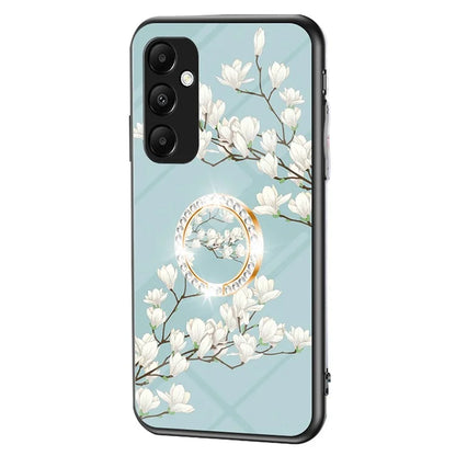 For Samsung Galaxy A55 5G Kickstand Case Flower Pattern Tempered Glass Cover