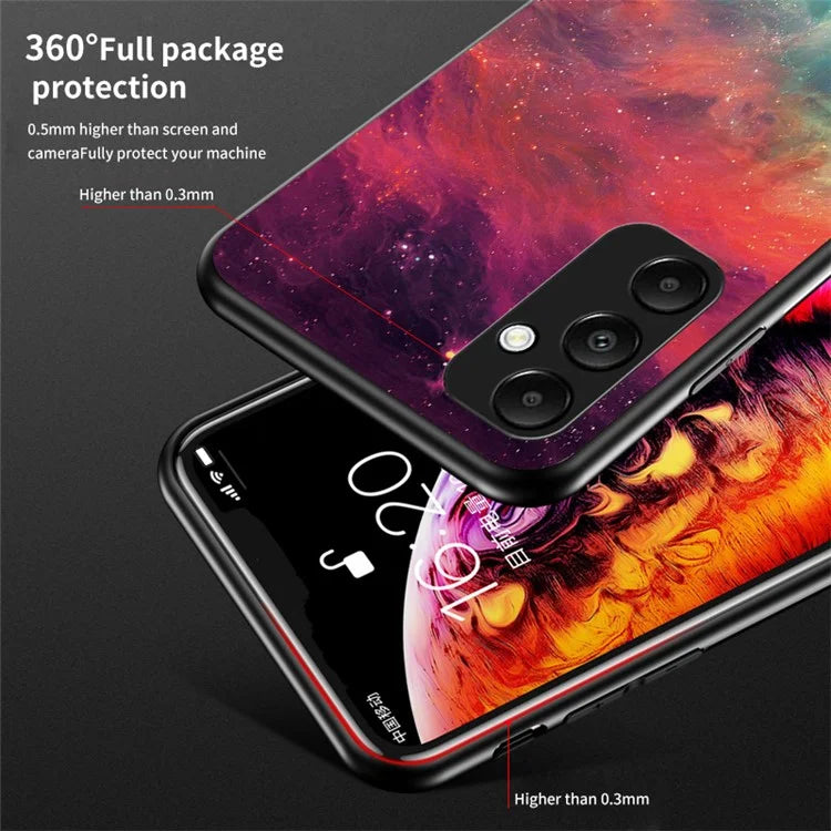 For Samsung Galaxy A55 5G Phone Case Tempered Glass+PC+TPU Cover