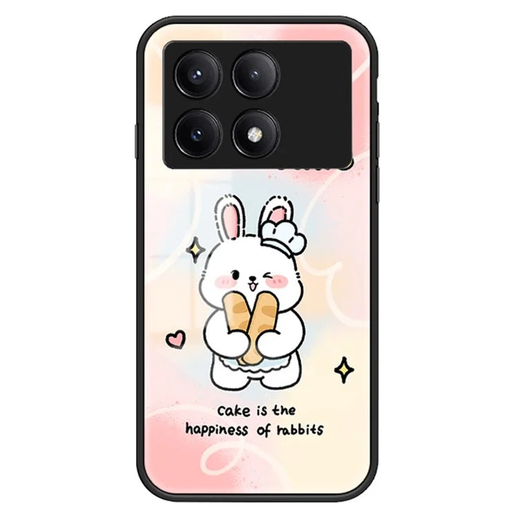 For Xiaomi Redmi K70E 5G / Poco X6 Pro 5G Phone Case Tempered Glass Back Cover Cartoon Pattern