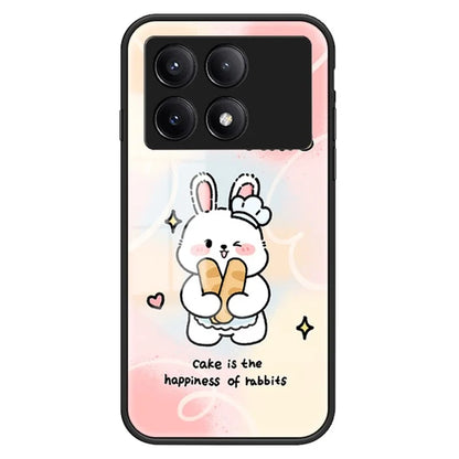 For Xiaomi Redmi K70E 5G / Poco X6 Pro 5G Phone Case Tempered Glass Back Cover Cartoon Pattern