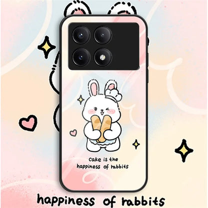 For Xiaomi Redmi K70E 5G / Poco X6 Pro 5G Phone Case Tempered Glass Back Cover Cartoon Pattern