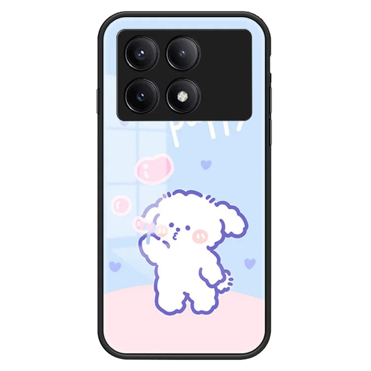 For Xiaomi Redmi K70E 5G / Poco X6 Pro 5G Phone Case Tempered Glass Back Cover Cartoon Pattern