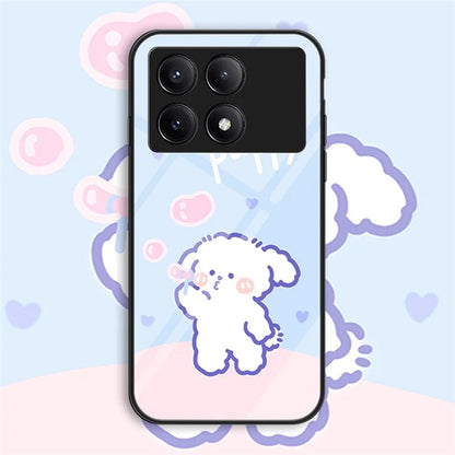 For Xiaomi Redmi K70E 5G / Poco X6 Pro 5G Phone Case Tempered Glass Back Cover Cartoon Pattern