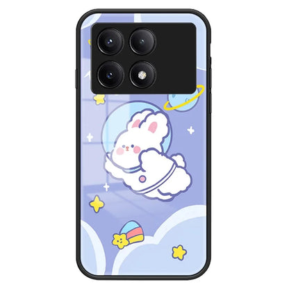 For Xiaomi Redmi K70E 5G / Poco X6 Pro 5G Phone Case Tempered Glass Back Cover Cartoon Pattern