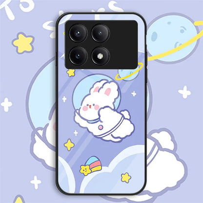 For Xiaomi Redmi K70E 5G / Poco X6 Pro 5G Phone Case Tempered Glass Back Cover Cartoon Pattern