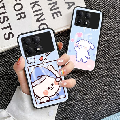 For Xiaomi Redmi K70E 5G / Poco X6 Pro 5G Phone Case Tempered Glass Back Cover Cartoon Pattern