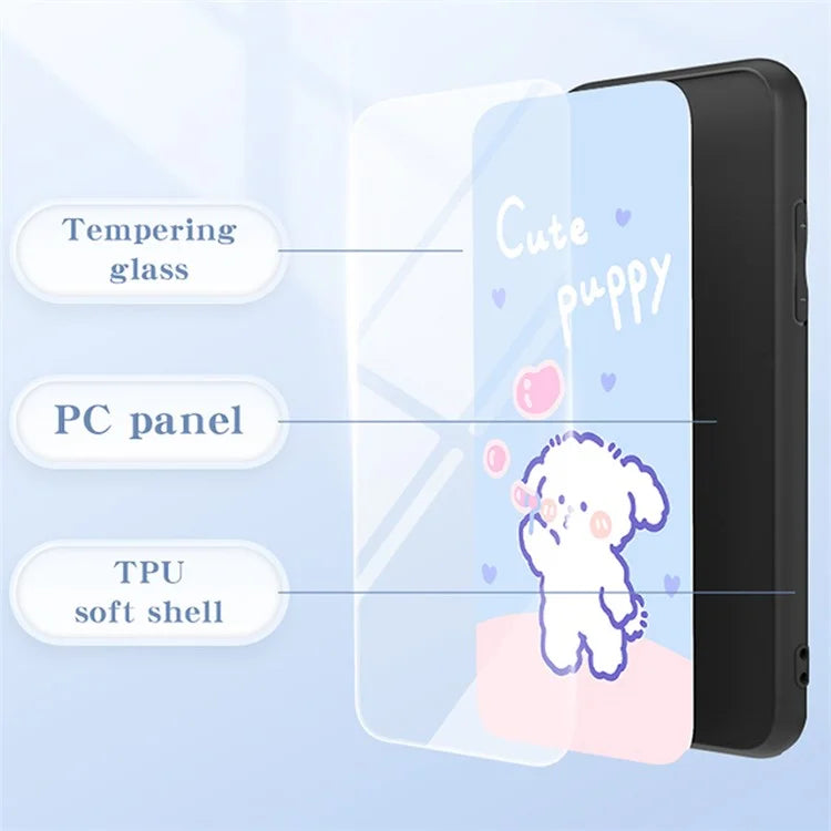 For Xiaomi Redmi K70E 5G / Poco X6 Pro 5G Phone Case Tempered Glass Back Cover Cartoon Pattern