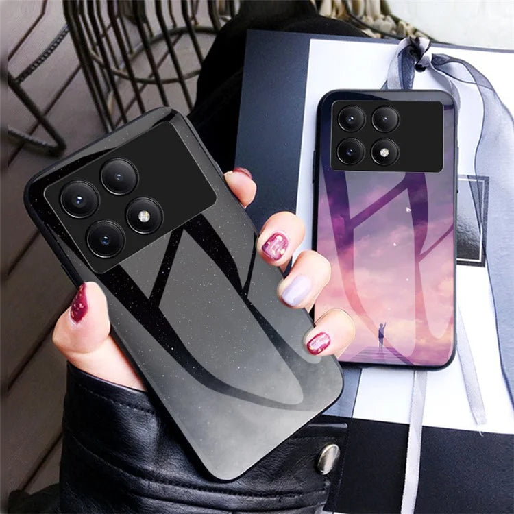 For Xiaomi Redmi K70E 5G / Poco X6 Pro 5G Tempered Glass Phone Case Starry Sky Pattern