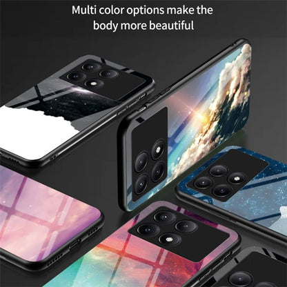For Xiaomi Redmi K70E 5G / Poco X6 Pro 5G Tempered Glass Phone Case Starry Sky Pattern