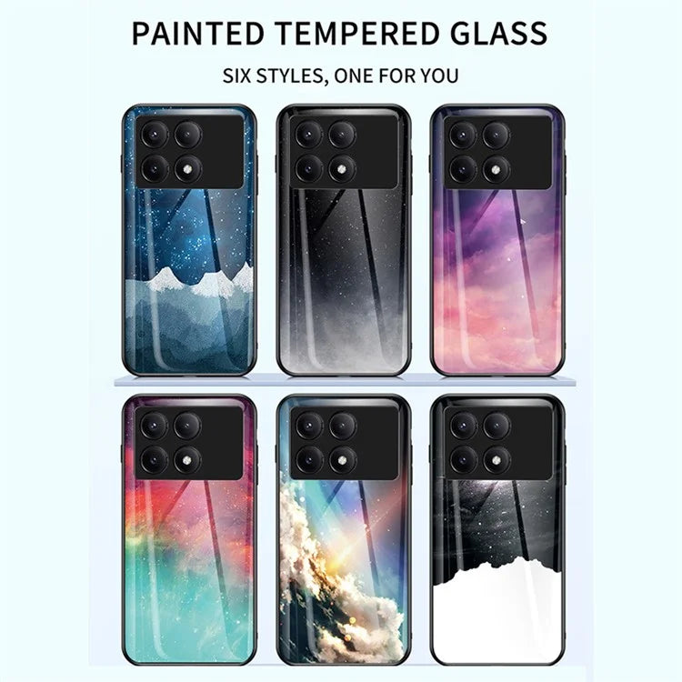 For Xiaomi Redmi K70E 5G / Poco X6 Pro 5G Tempered Glass Phone Case Starry Sky Pattern