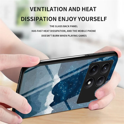 For Xiaomi Redmi K70E 5G / Poco X6 Pro 5G Tempered Glass Phone Case Starry Sky Pattern