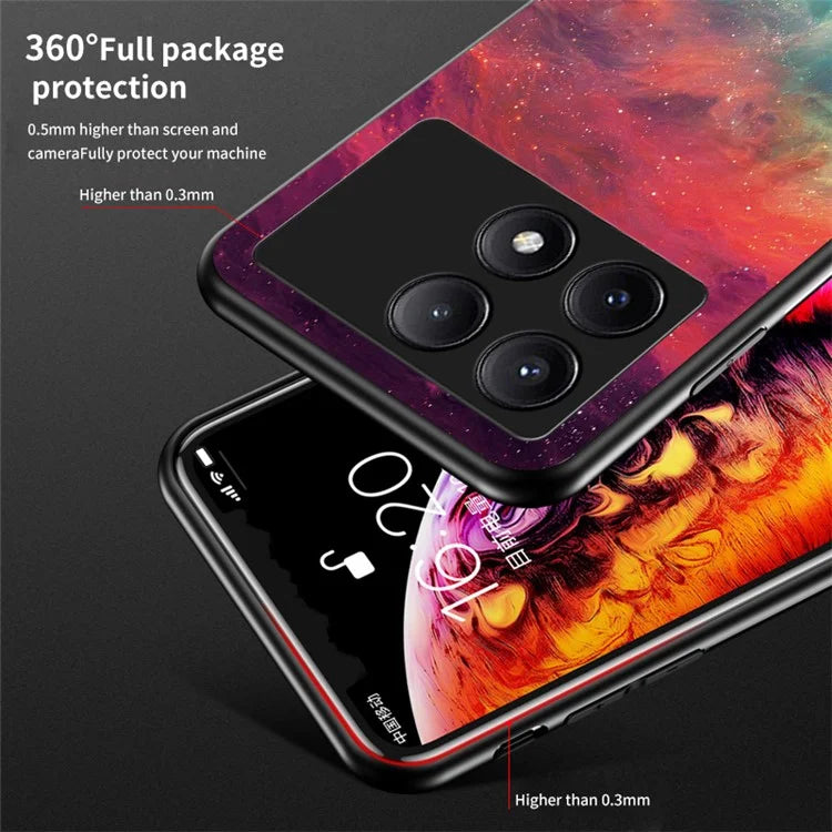 For Xiaomi Redmi K70E 5G / Poco X6 Pro 5G Tempered Glass Phone Case Starry Sky Pattern