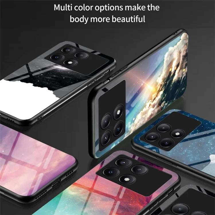 For Xiaomi Redmi K70E 5G / Poco X6 Pro 5G Tempered Glass Phone Case Starry Sky Pattern