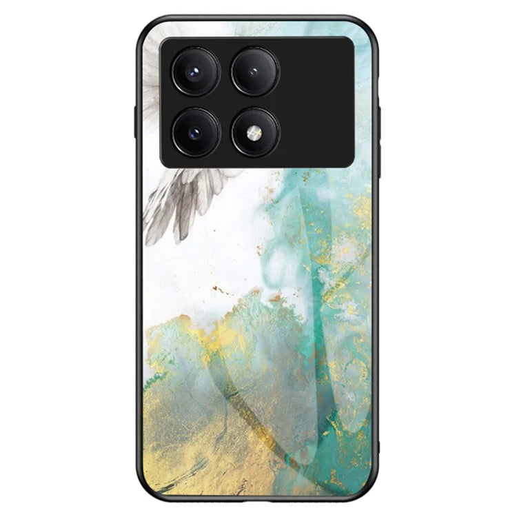 For Xiaomi Redmi K70E 5G / Poco X6 Pro 5G Case Marble Pattern Tempered Glass+PC+TPU Cover