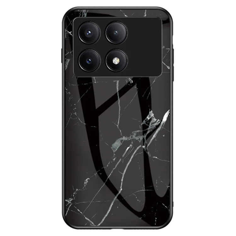 For Xiaomi Redmi K70E 5G / Poco X6 Pro 5G Case Marble Pattern Tempered Glass+PC+TPU Cover
