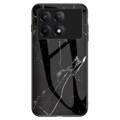 For Xiaomi Redmi K70E 5G / Poco X6 Pro 5G Case Marble Pattern Tempered Glass+PC+TPU Cover