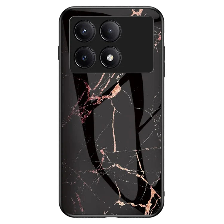 For Xiaomi Redmi K70E 5G / Poco X6 Pro 5G Case Marble Pattern Tempered Glass+PC+TPU Cover