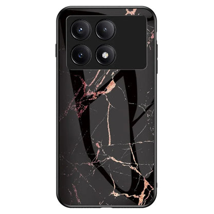 For Xiaomi Redmi K70E 5G / Poco X6 Pro 5G Case Marble Pattern Tempered Glass+PC+TPU Cover