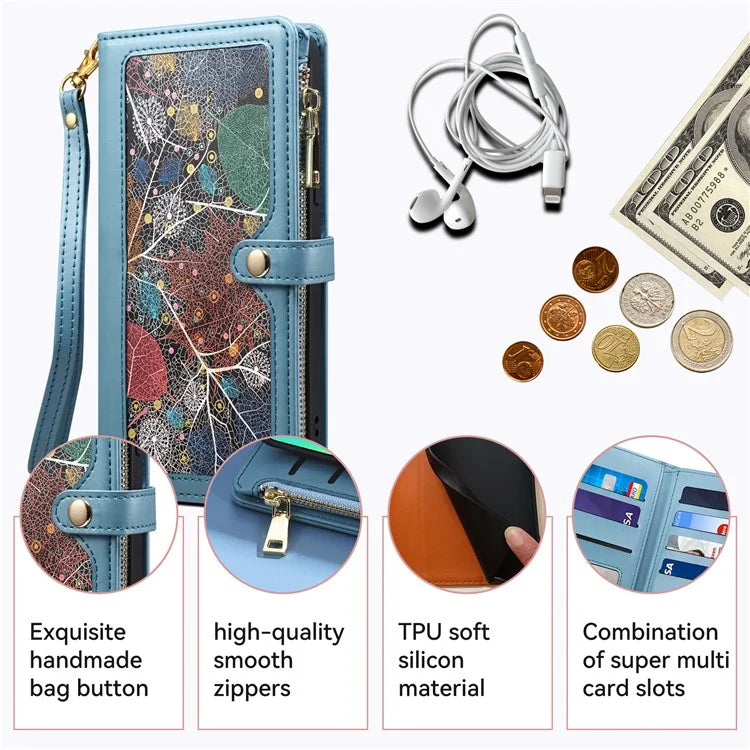 ESEBLE Galaxy Series For Samsung Galaxy A24 4G (162.1 x 77.6 x 8.3mm) Case RFID Blocking Wallet Cover