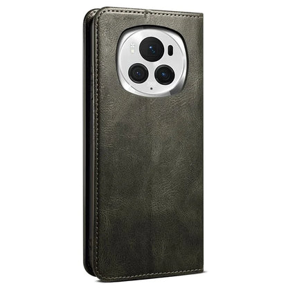 For Honor Magic6 5G Case PU Leather Wallet Phone Cover Waxy Crazy Horse Texture