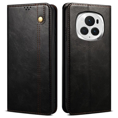 For Honor Magic6 5G Case PU Leather Wallet Phone Cover Waxy Crazy Horse Texture
