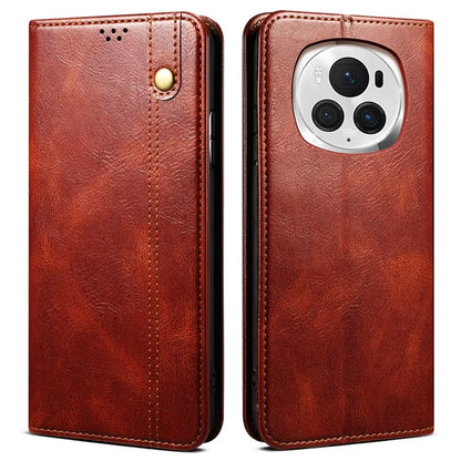 For Honor Magic6 5G Case PU Leather Wallet Phone Cover Waxy Crazy Horse Texture