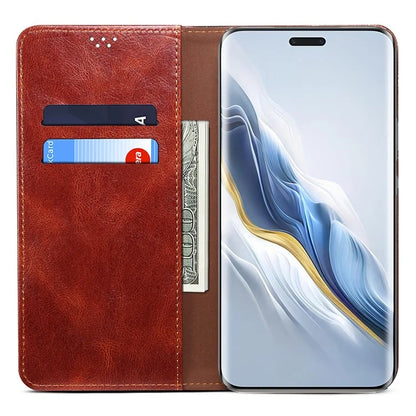 For Honor Magic6 5G Case PU Leather Wallet Phone Cover Waxy Crazy Horse Texture