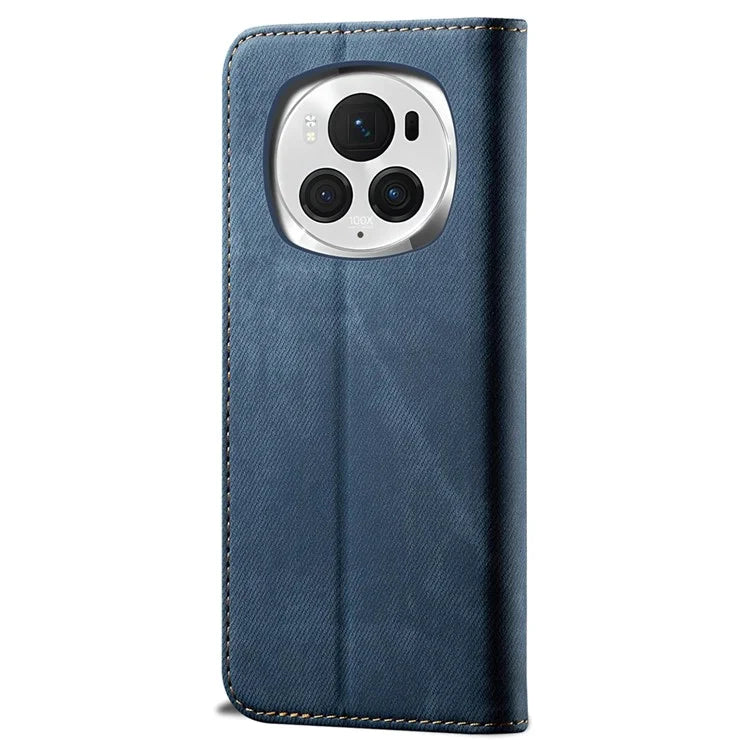 For Honor Magic6 5G Case Jeans Cloth Texture Flip Leather Phone Cover