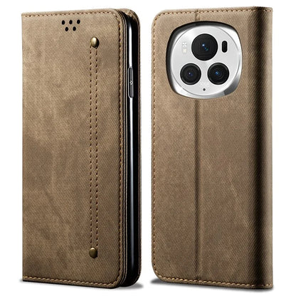 For Honor Magic6 5G Case Jeans Cloth Texture Flip Leather Phone Cover