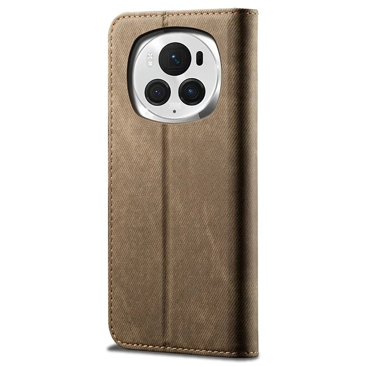 For Honor Magic6 5G Case Jeans Cloth Texture Flip Leather Phone Cover