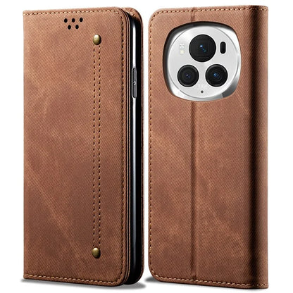 For Honor Magic6 5G Case Jeans Cloth Texture Flip Leather Phone Cover