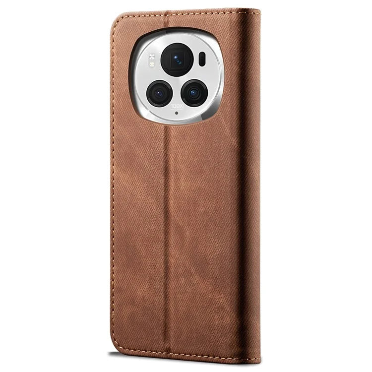 For Honor Magic6 5G Case Jeans Cloth Texture Flip Leather Phone Cover