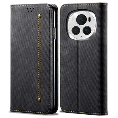 For Honor Magic6 Pro 5G Leather Case Wallet Phone Cover Jeans Cloth Texture