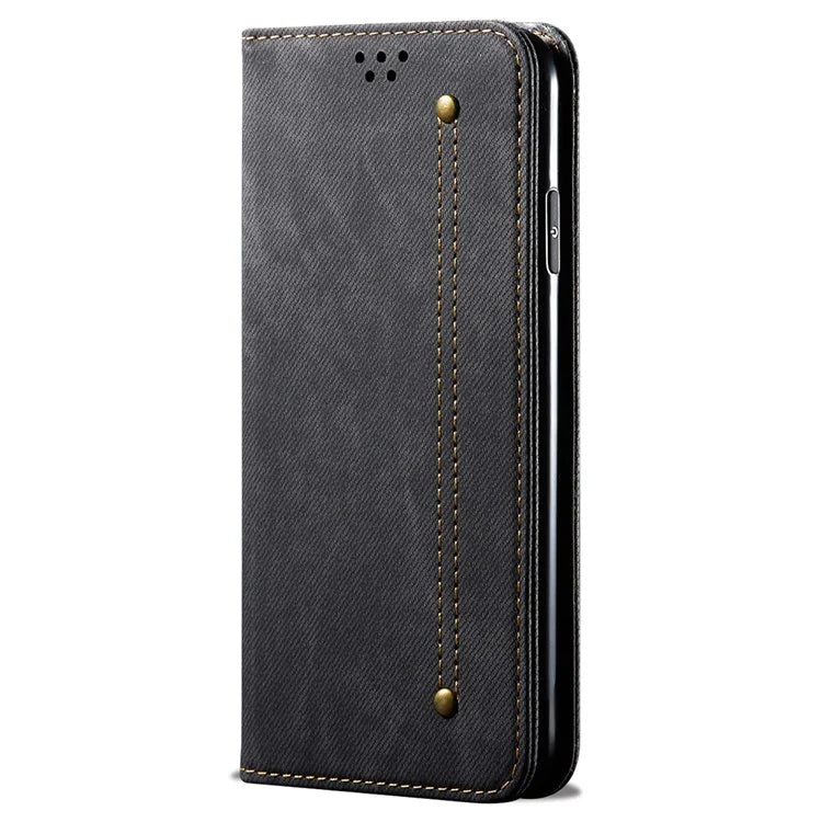 For Honor Magic6 Pro 5G Leather Case Wallet Phone Cover Jeans Cloth Texture
