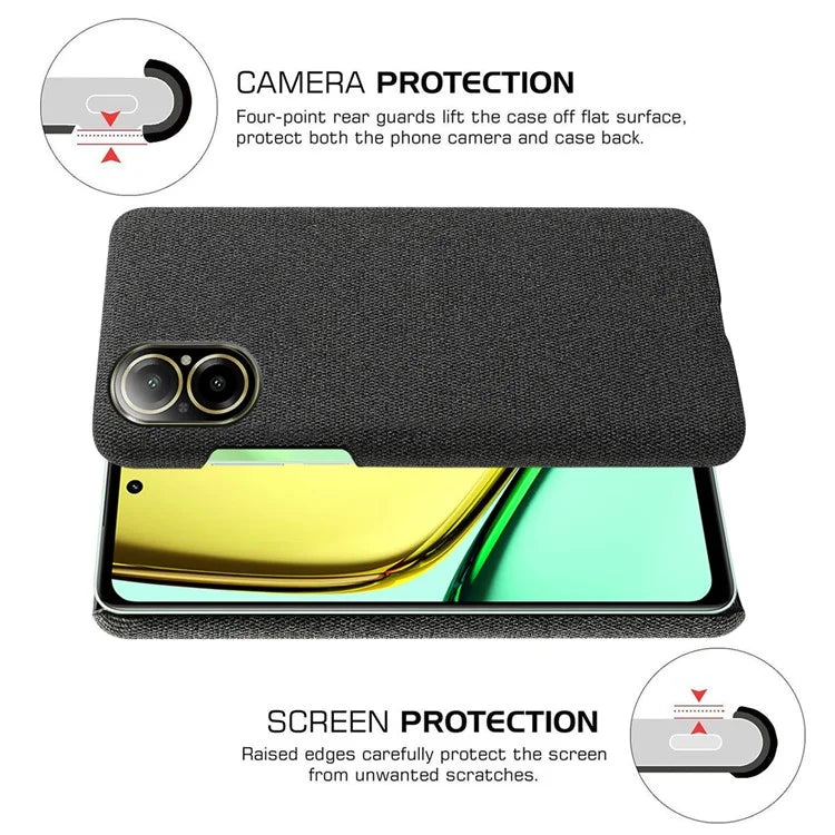 For Realme C67 4G Phone Case Hard PC+Cloth Mobile Phone Back Cover