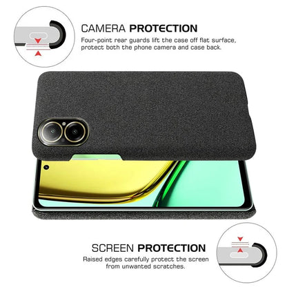 For Realme C67 4G Phone Case Hard PC+Cloth Mobile Phone Back Cover