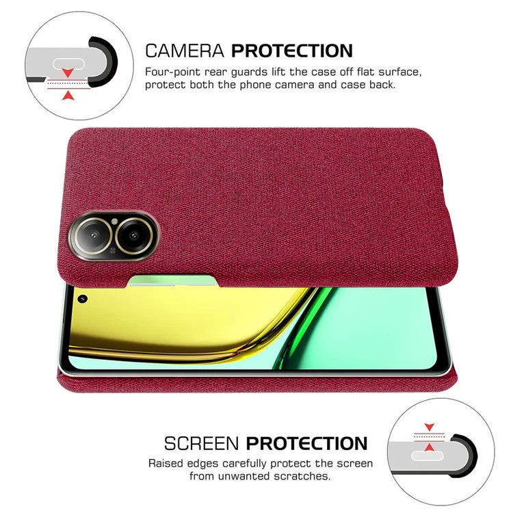 For Realme C67 4G Phone Case Hard PC+Cloth Mobile Phone Back Cover