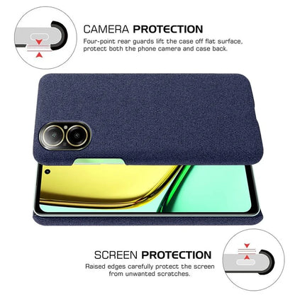 For Realme C67 4G Phone Case Hard PC+Cloth Mobile Phone Back Cover