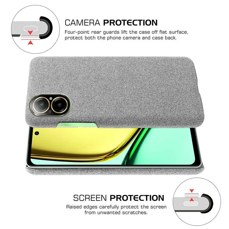 For Realme C67 4G Phone Case Hard PC+Cloth Mobile Phone Back Cover