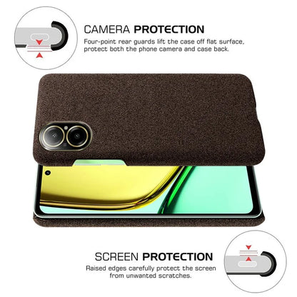 For Realme C67 4G Phone Case Hard PC+Cloth Mobile Phone Back Cover